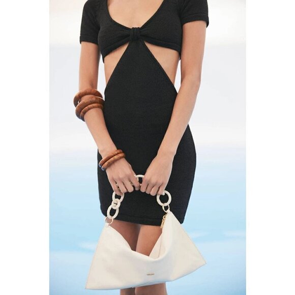 New Cult Gaia Billie Signature Cutout Detail Knit Black Mini Dress NWT Large - Picture 3 of 16